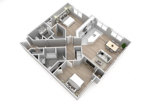 2B-E Floor Plan at Park Square Apartments, Rahway, New Jersey